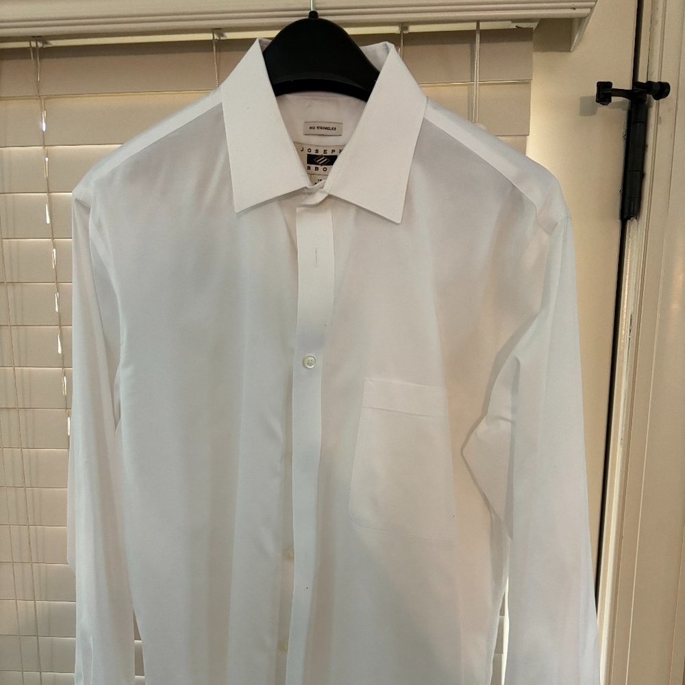Joseph Abboud White Dress Shirt Spread Collar No Wrinkles Cotton